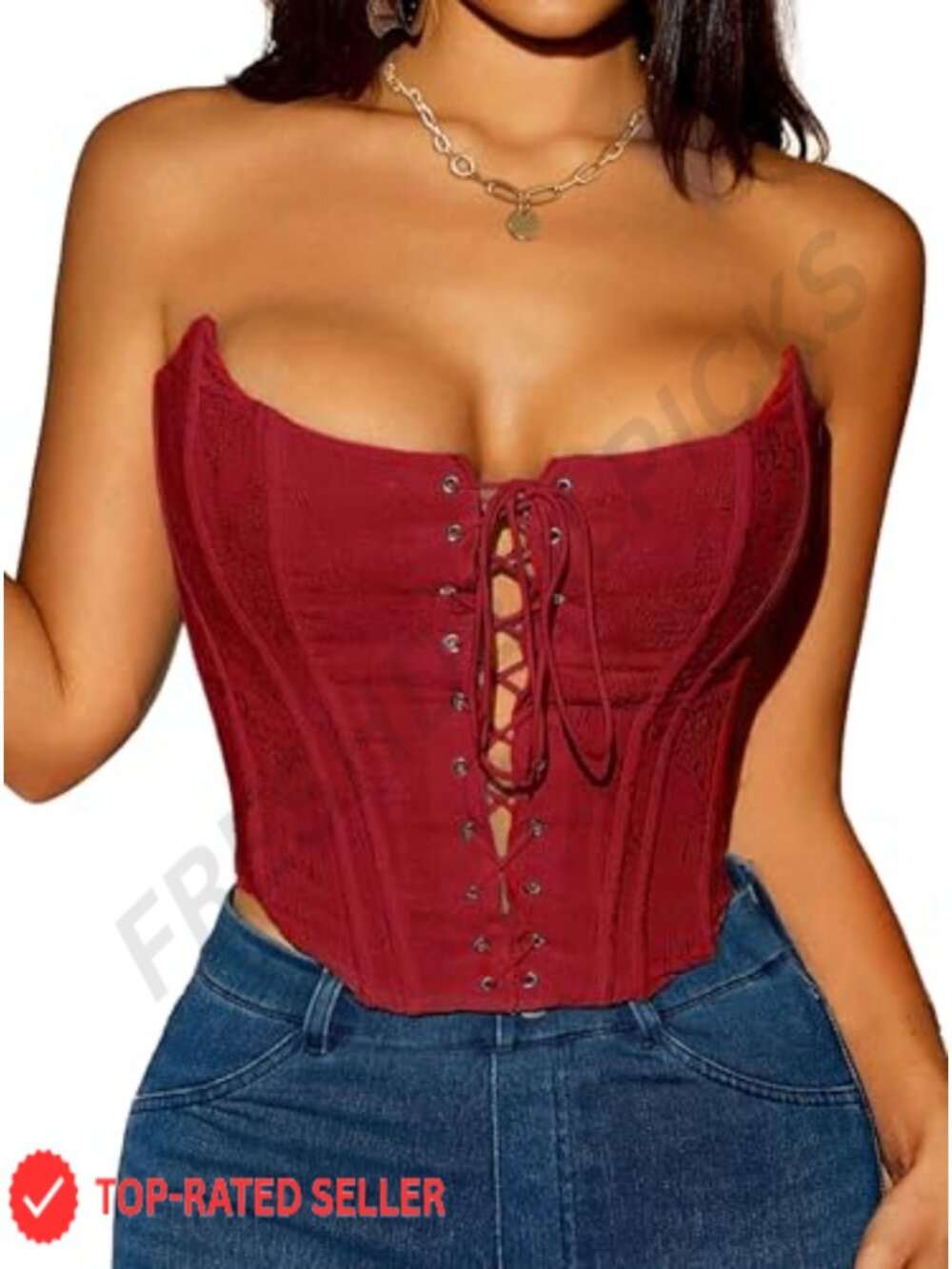 Lace Up Strapless Corset Top Sweetheart Neckline Bustier Crop